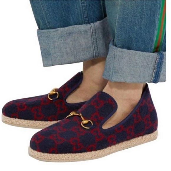 Gucci Fria Merino Wool Horsebit GG Loafer Blue Red
size 37 - Picture 2 of 11